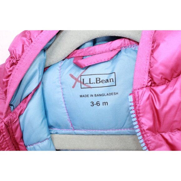 LL Bean Ultralight 650 Down Bunting Quilted Full Zipper Pink 3-6 Mons - Picture 6 of 12